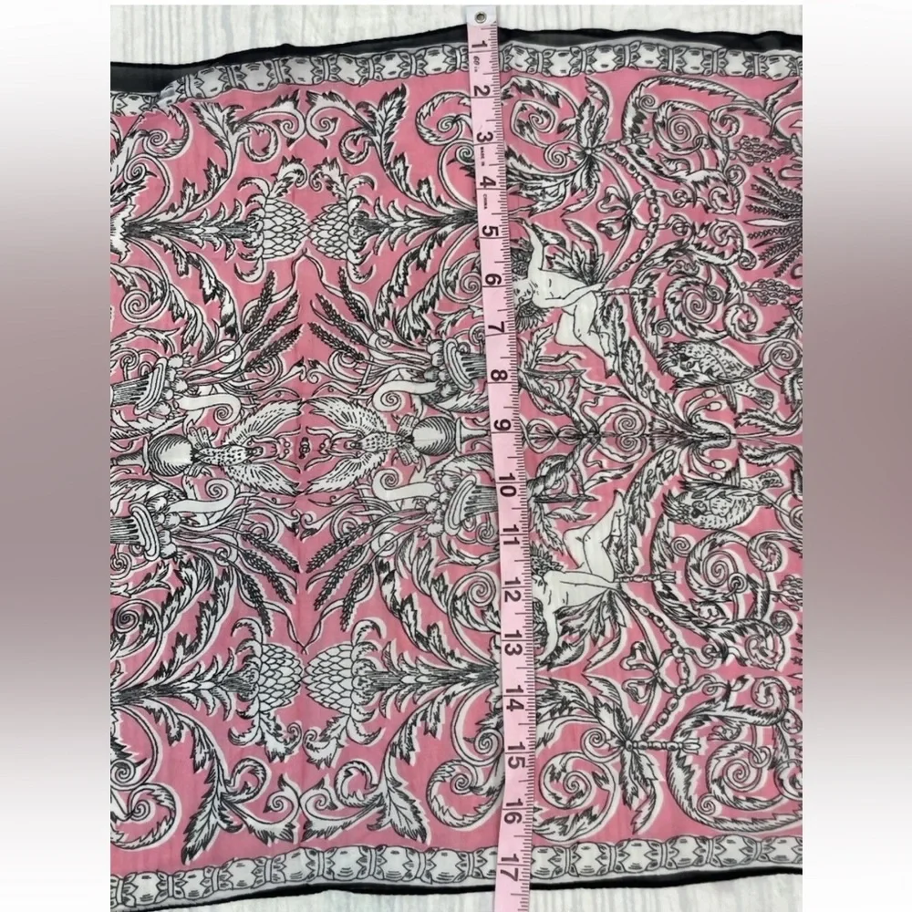 VINTAGE BABE CREATION Woman's Neck‎ Scarf Head Wrap Pink Black cherubs angels